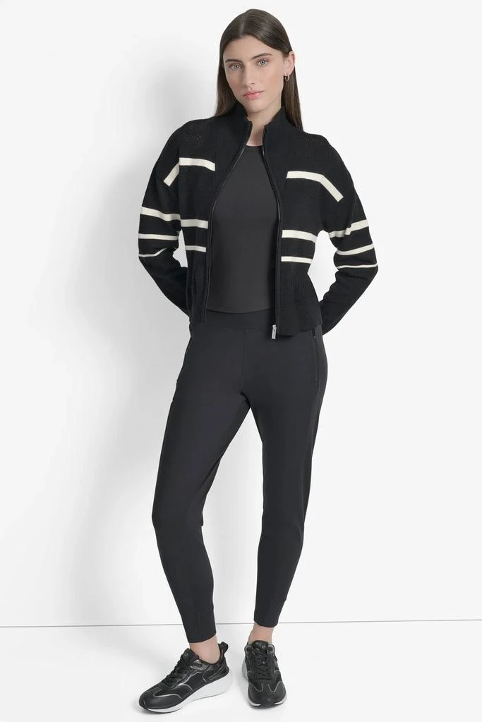 DKNY LOGO STRIPE OPEN-STITCH CARDIGAN JACKET 5