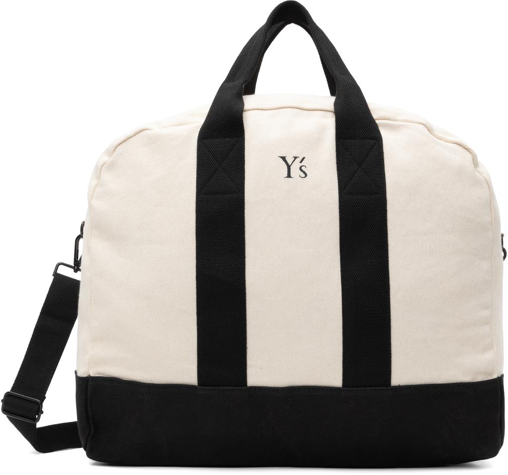 YOHJI YAMAMOTO Off-White & Black Canvas Combi Boston Tote