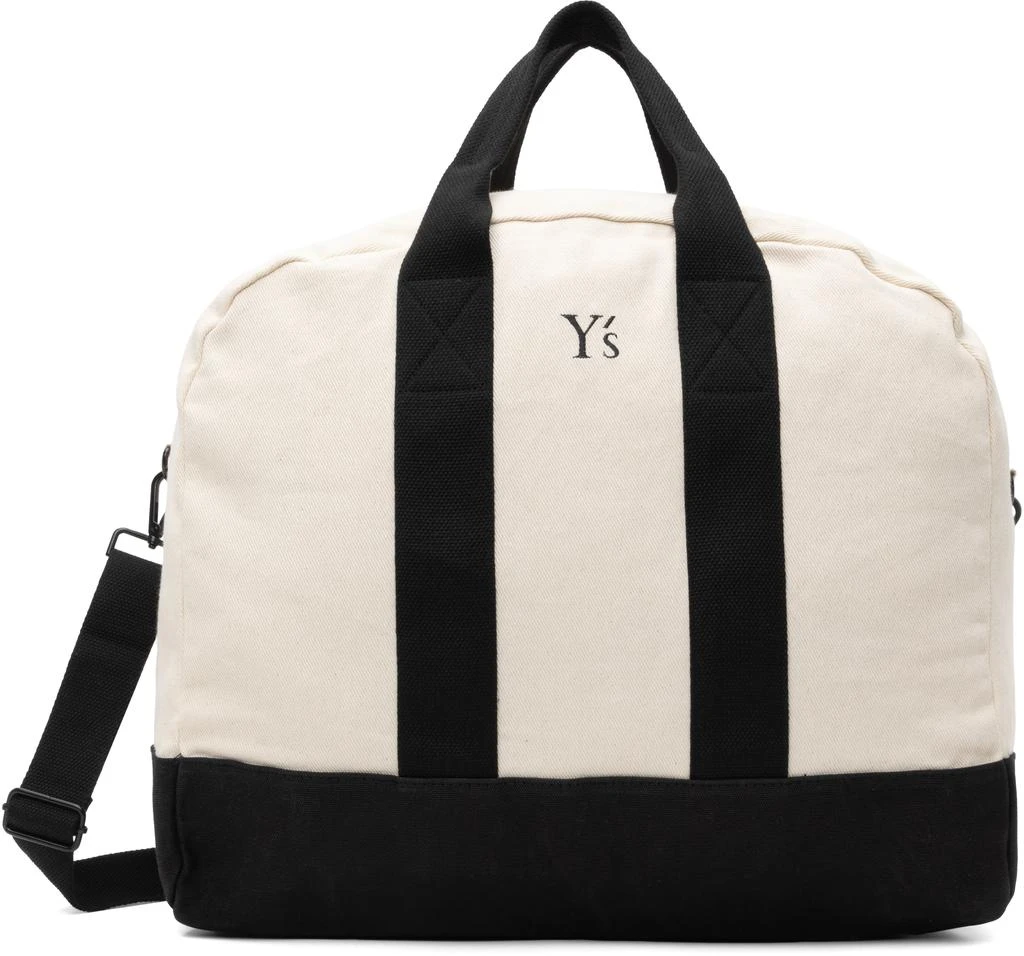 YOHJI YAMAMOTO Off-White & Black Canvas Combi Boston Tote 1