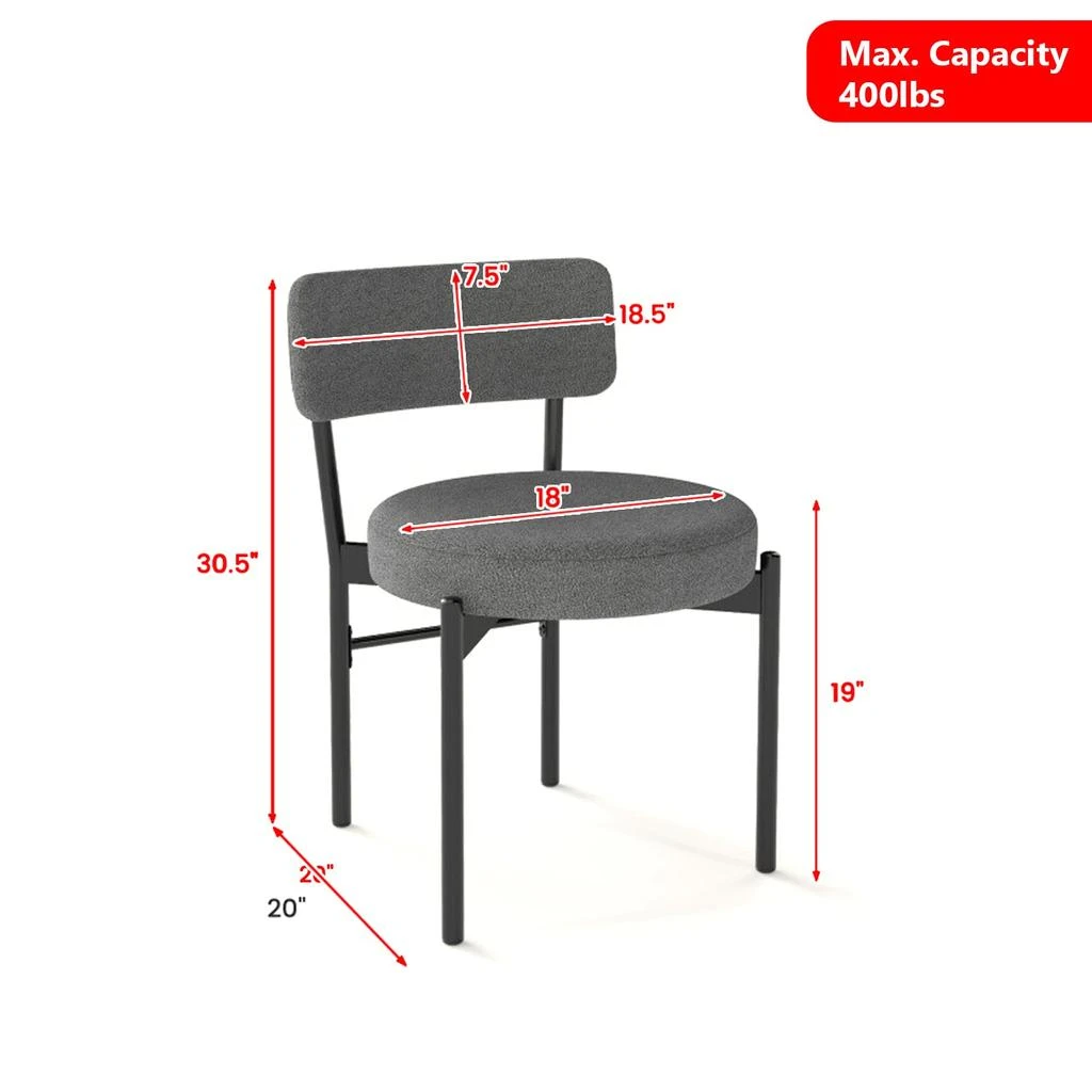 Hivvago Pair of 2 Dining Chairs with Cushioned Seats and Supportive Curved Back 3