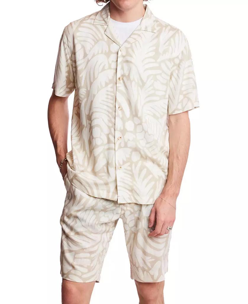 Paisley & Gray Men's Slim Fit Short Sleeve Printed Button-Front Camp Shirt