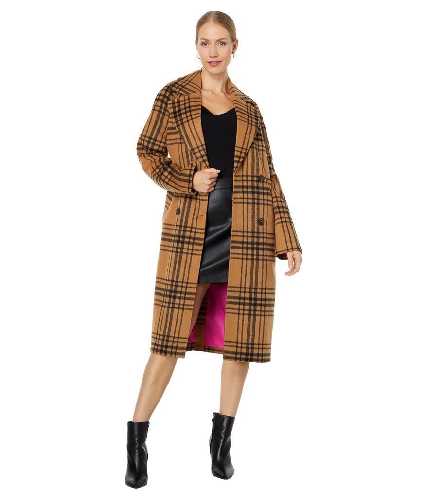 Avec Les Filles Belted Plaid Coat