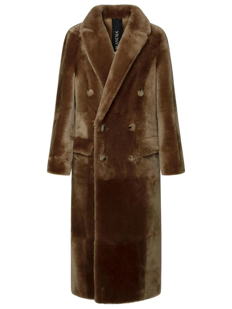 BLANCHA Blancha Long Brown Leather Fur Coat 1