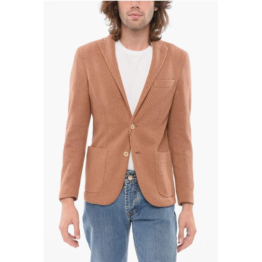 Corneliani CC COLLECTION Half-lined RESET Blazer with Herringbone Men's Motif 1