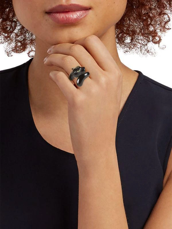 Effy 14K Yellow Gold, Tsavorite & Onyx Panther Ring 2