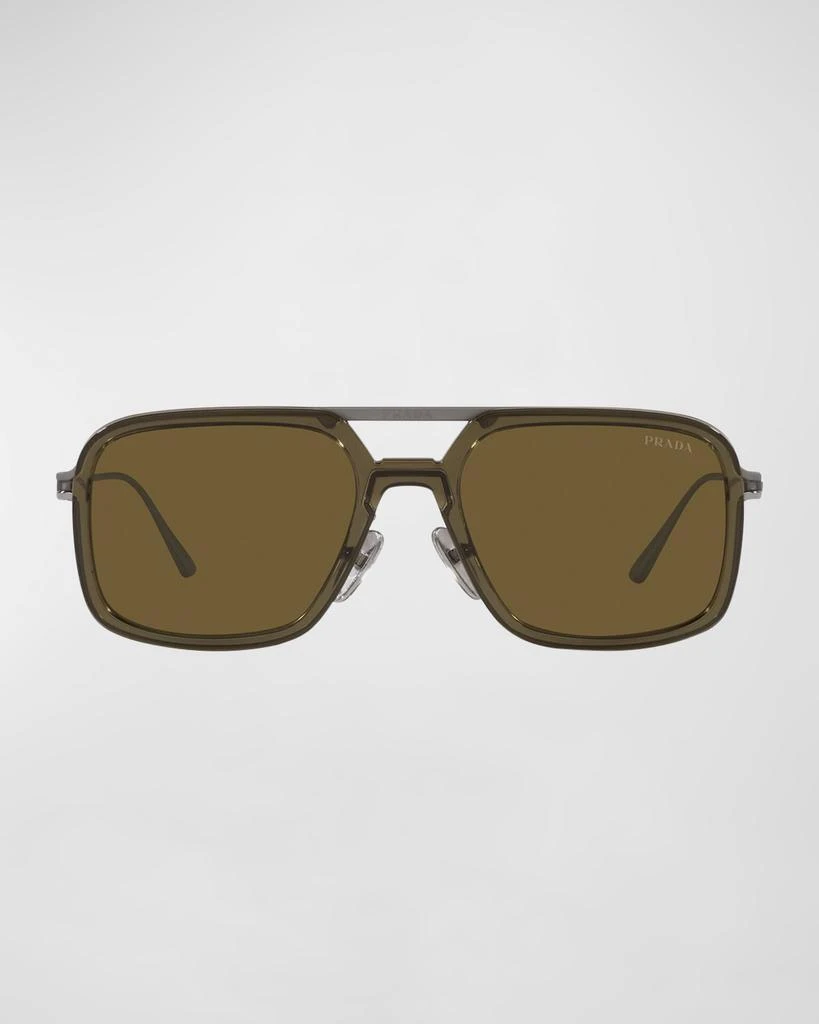 Prada Men's Double-Bridge Rectangle Sunglasses 3