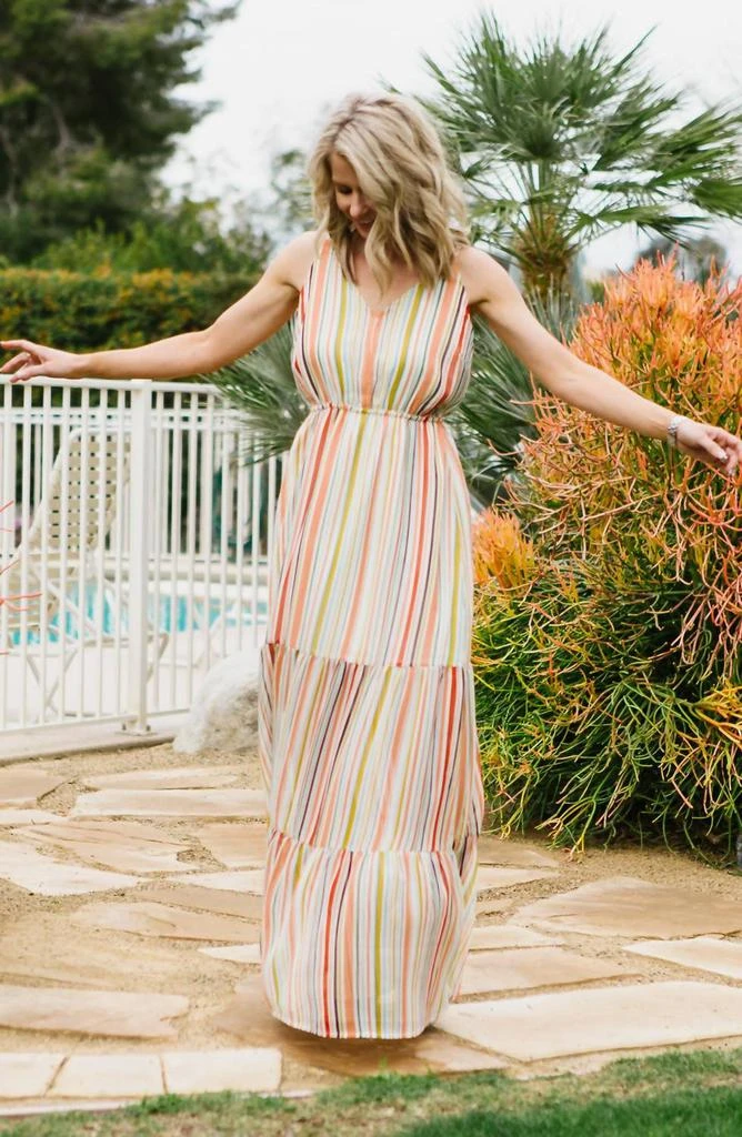 BB Dakota Maxi-Mum Impact Dress In Ivory Stripe 1