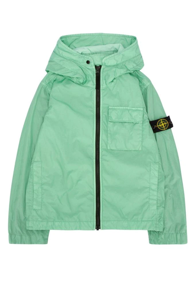 Stone Island Junior Stone Island Junior Logo Patch Hooded Zipped Jacket
