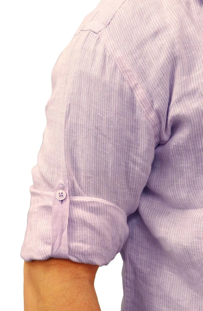 Lorenzo Uomo Striped Trim Fit Linen Shirt 3
