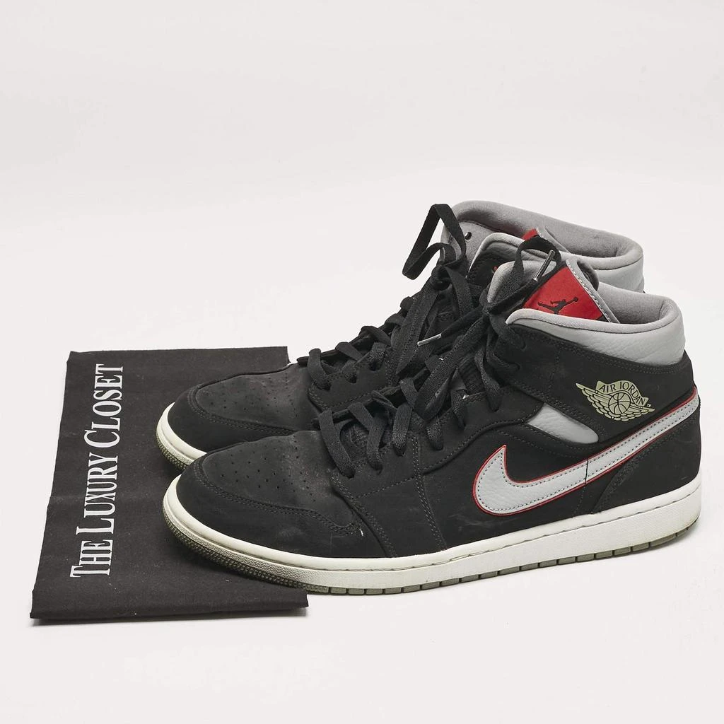 Jordan Air Jordans Black/Grey Durabuck and Leather Jordan 1 Mid Black Particle Grey Gym Red Sneakers Size 45.5 9