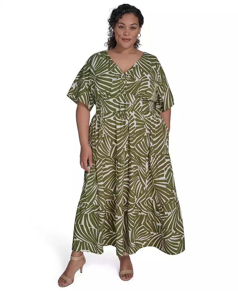 Jessica Howard Plus Size Printed V-Neck Maxi Dress