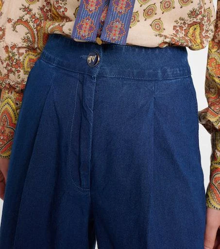 Valentino High-rise pleated wide-leg jeans 4