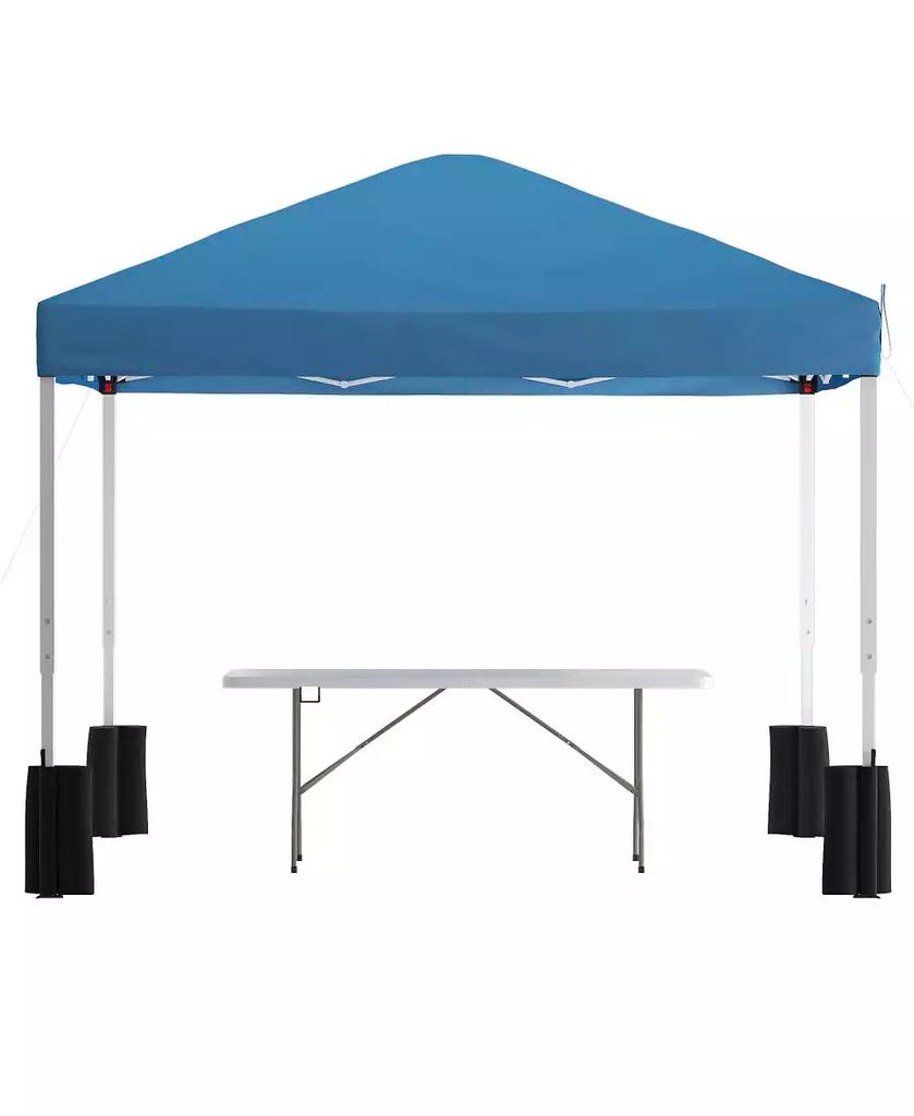 EMMA+OLIVER Outdoor Event/Tailgate Tent Set With Pop Up Event Canopy And Wheeled Case And Bi-Fold Table With Carrying Handle