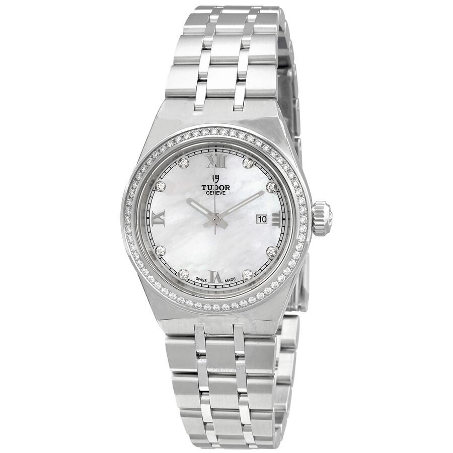 Tudor Royal Automatic Diamond White Mother of Pearl Dial Ladies Watch M28320-0001