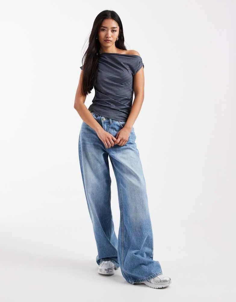 Cotton On Cotton On georgie off shoulder top in blue stripe 3