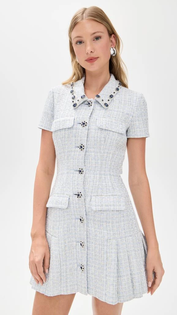 Self Portrait Blue Boucle Mini Dress 6