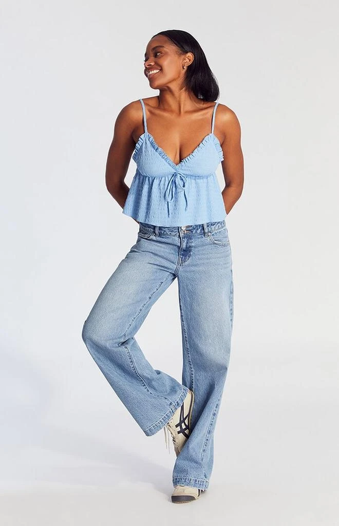 PacSun Casey Double Button Low Rise Baggy Jeans Medium Indigo 1
