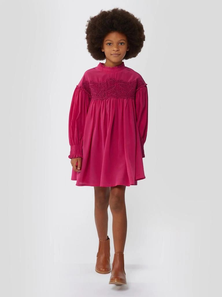 Chloé Chloé Girls Silk And Lace Detail Ceremony Dress in Pink 1