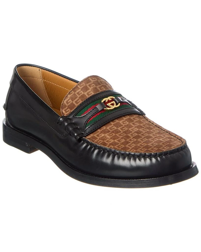 Gucci Gucci Interlocking G Suede & Leather Loafer 1