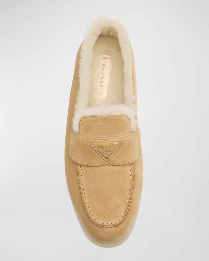 Prada St Tropez Suede Shearling Loafers - Shoes - Compare