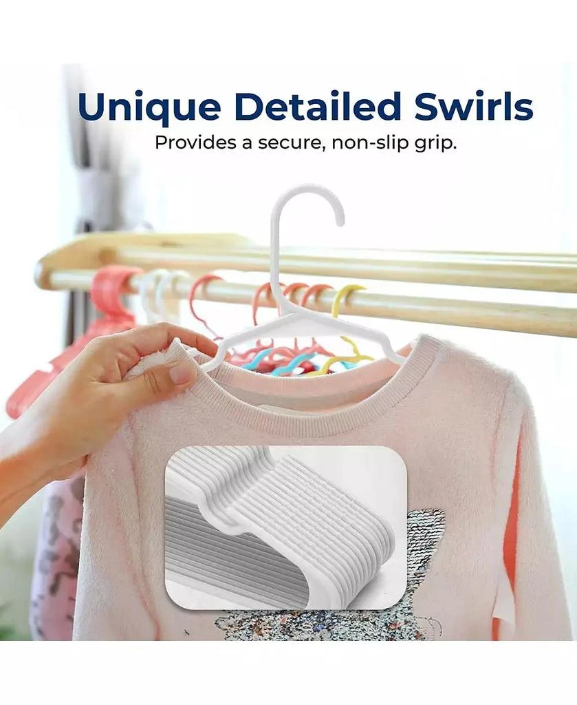 SereneLife 60 Pcs. Non-Slip Plastic Kids Hangers - Durable and Space-Saving Closet Organizers 6