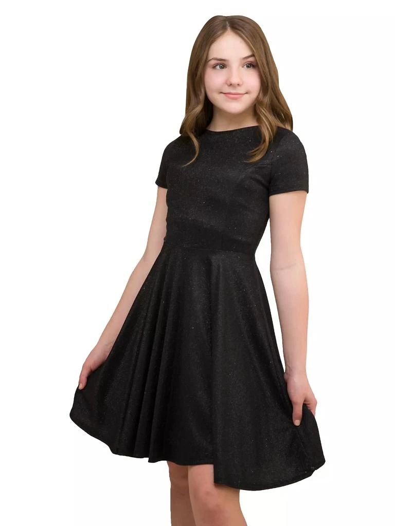 Un Deux Trois Girl's Glitter Short-Sleeve Fit-&amp;-Flare Dress 2