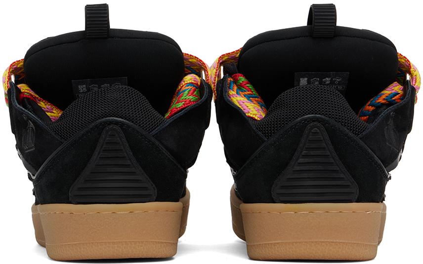 Lanvin Black Leather Curb Sneakers