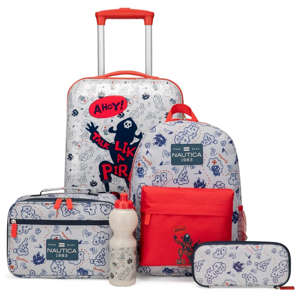 Nautica Kids 18" Back to School Carry-on 5-Piece Luggage Set | Pirate Ahoy 1