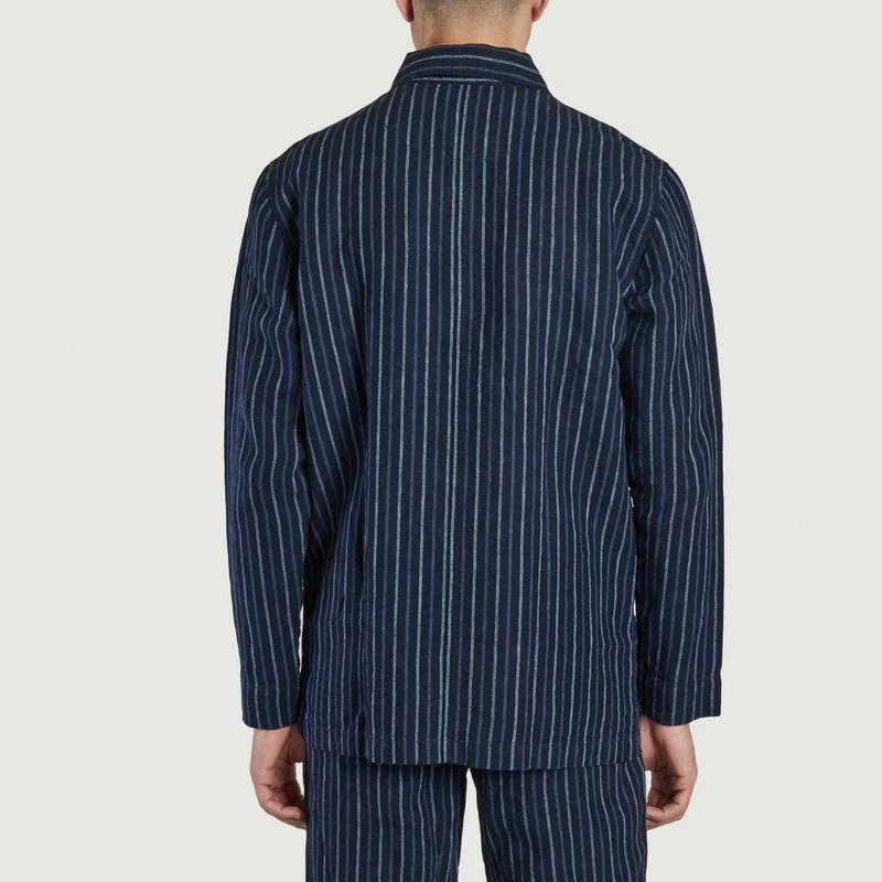 Knowledge Cotton Apparel Striped organic linen overshirt Stripe navy KNOWLEDGE COTTON APPAREL 3