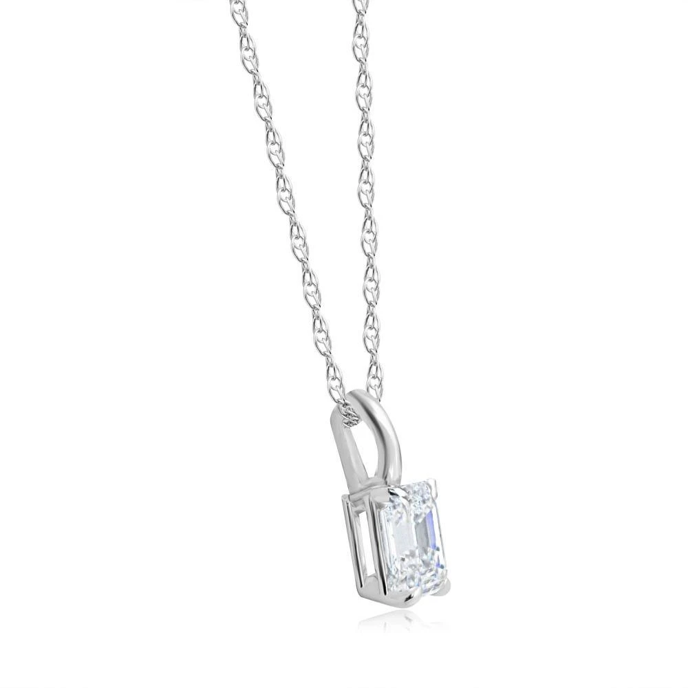 Pompeii3 3/4Ct Solitaire Emerald Cut Diamond Pendant 14k White Gold Lab Grown Necklace 3