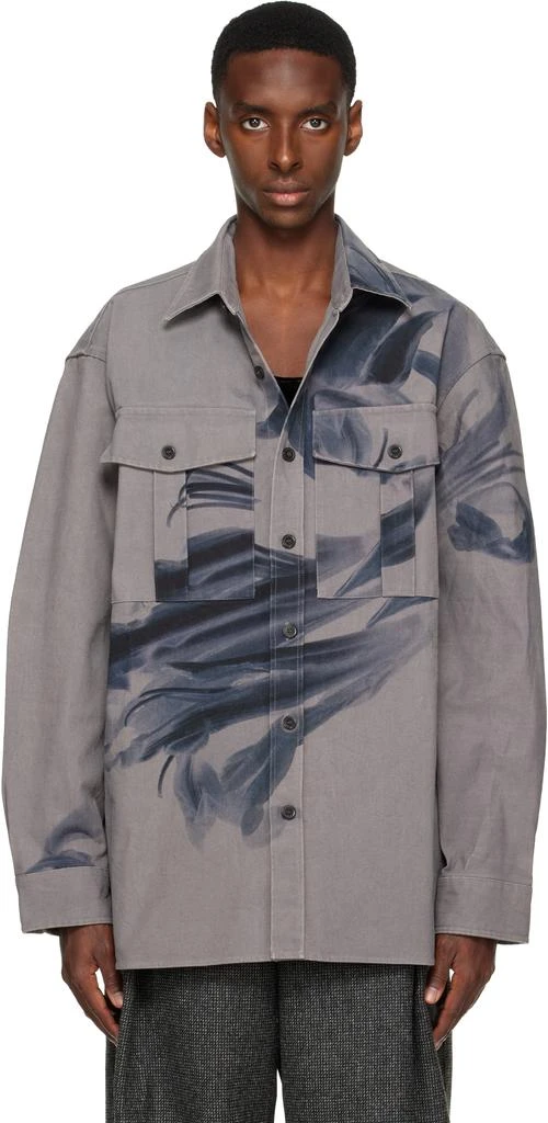 Dries Van Noten Gray Oversized Cotton Shirt 1