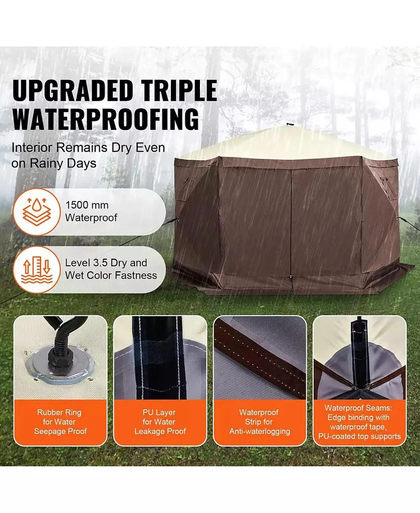 Slickblue Quick Set Pop Up Screen Tent 6 Sided Canopy with Privacy Cloths and Mosquito Netting 2