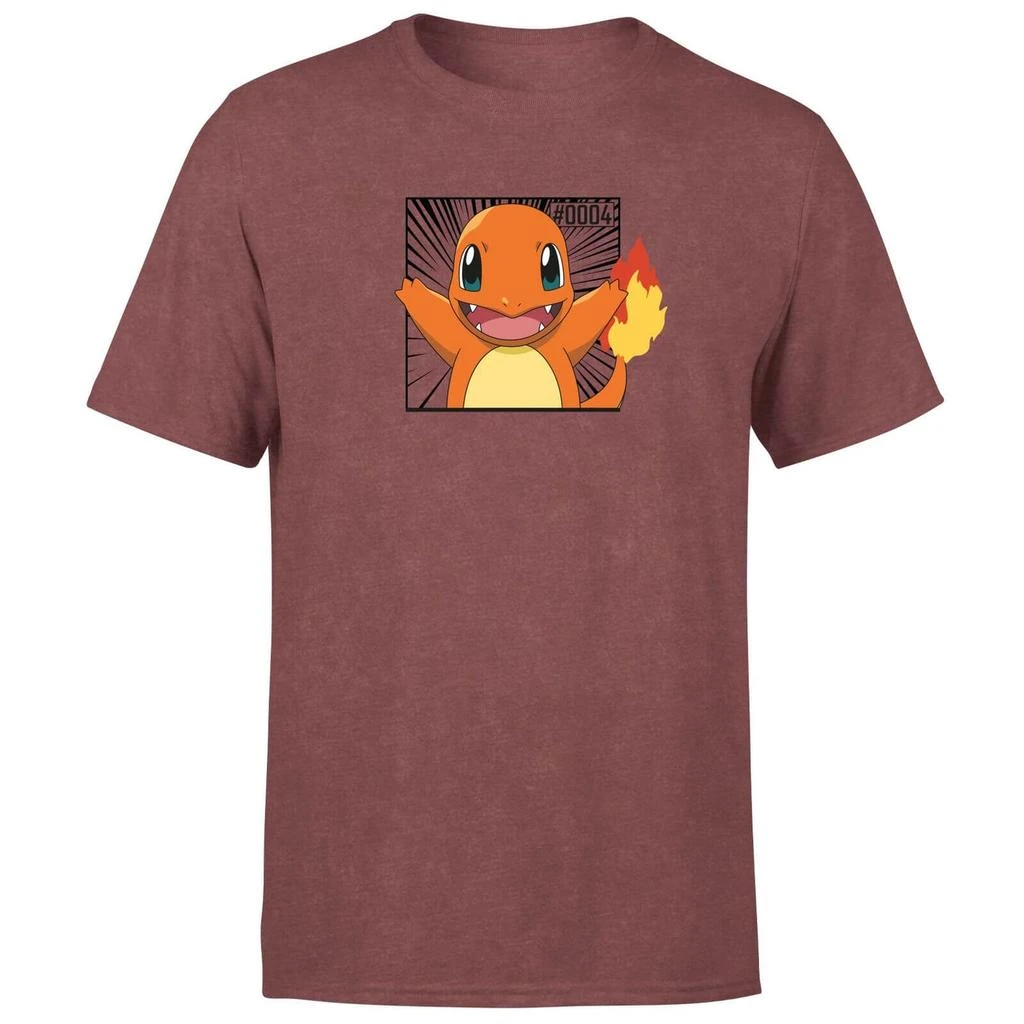 Original Hero Pokémon Pokédex Charmander #0004 Men's T-Shirt - Burgundy Acid Wash 1
