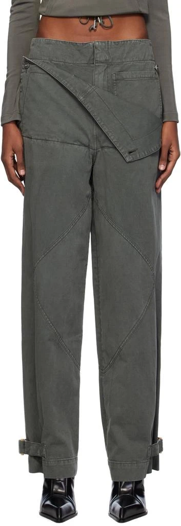 Dion Lee Gray Belted Shell Trousers 1