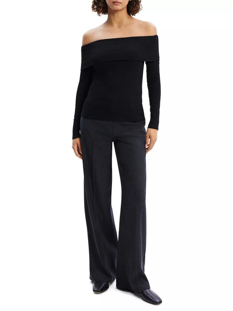 Theory Off-the-Shoulder Rib-Knit Top 2