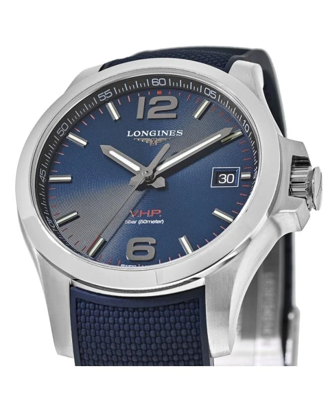 Longines Longines Conquest V.H.P. 43mm Blue Dial Rubber Strap Men's Watch L3.726.4.96.9 2