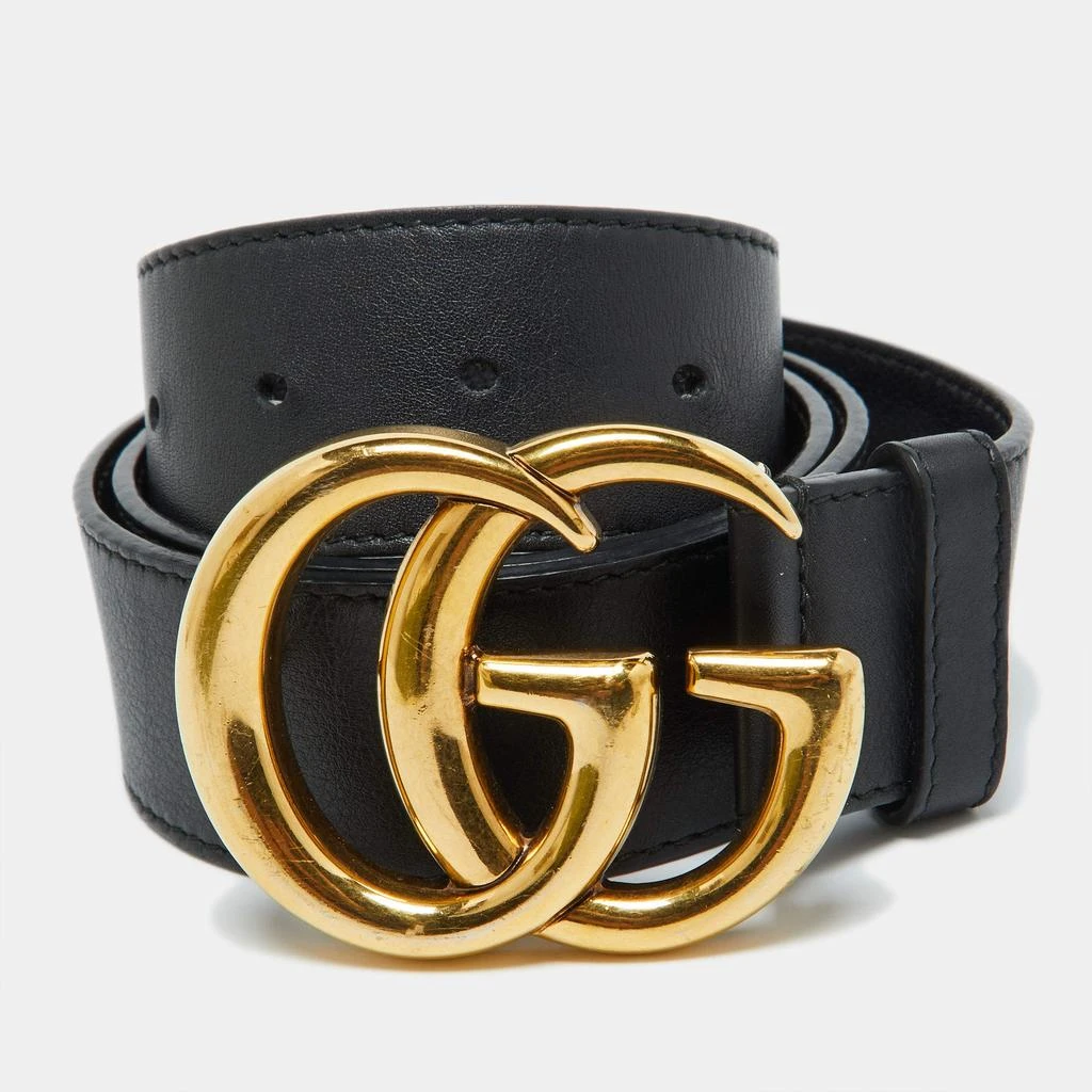 Gucci Gucci Black Leather GG Marmont Buckle Belt 85CM 1