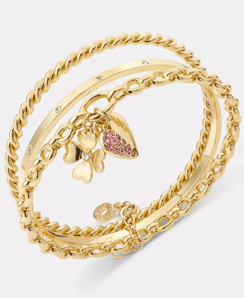 Anne Klein 3-Pc. Set Crystal Heart 
Clover Charm Bangle Bracelets