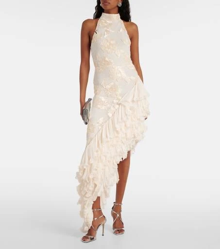 ROTATE Birger Christensen Bridal floral-appliqué maxi dress 2