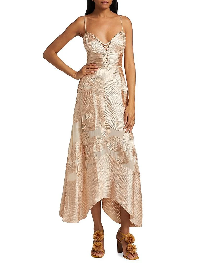 sachin and babi light blue dress Ulla Johnson Vesna Embroidered Silk Georgette Midi-Dress main image 1