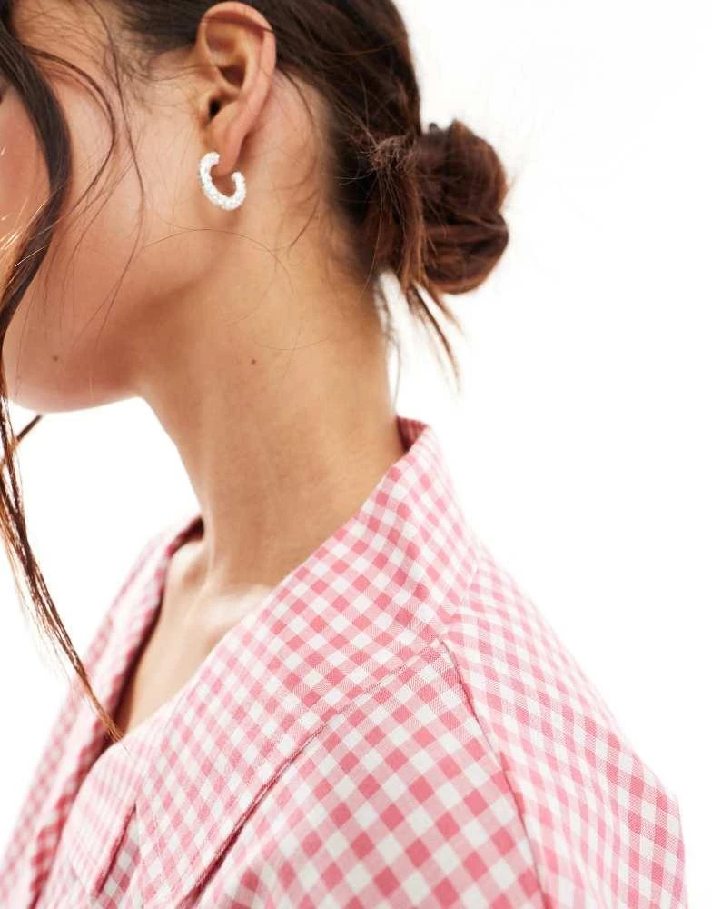 Luna Luna super cropped pyjama shirt in cheescloth check in red 2