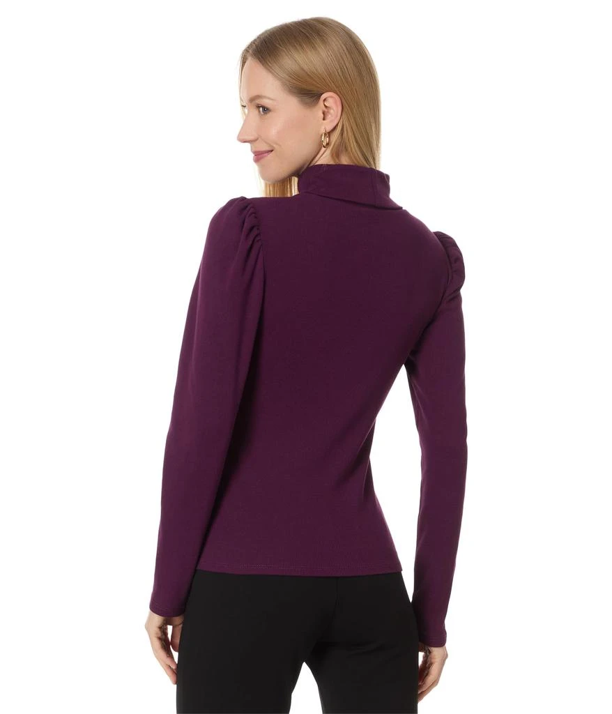 CeCe Long Sleeve Rib Knit Puff Sleeve Turtleneck Top 2