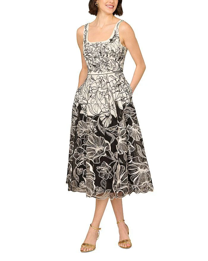 Aidan Mattox Embroidered Organza Midi Dress 1