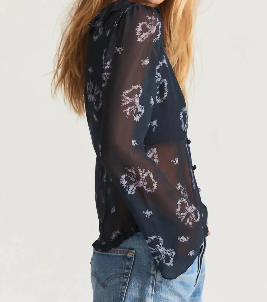 LOVESHACKFANCY Pixie Blouse In Blue Heron 3