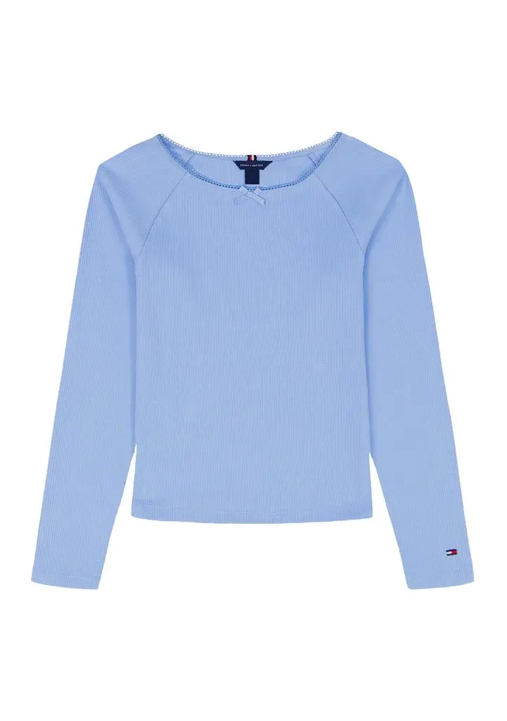 Tommy Hilfiger Girls 7-16 Blu Rib Long Sleeve Top