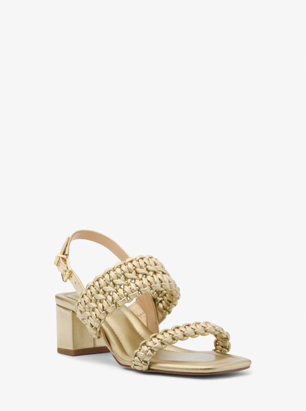 undefined Audrina Metallic Woven Block Heel Sandal