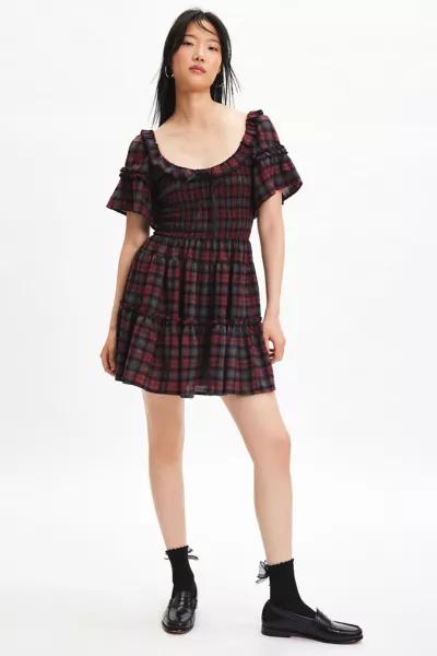 Kimchi Blue Kimchi Blue Juniper Plaid Ribbon Trim Mini Dress