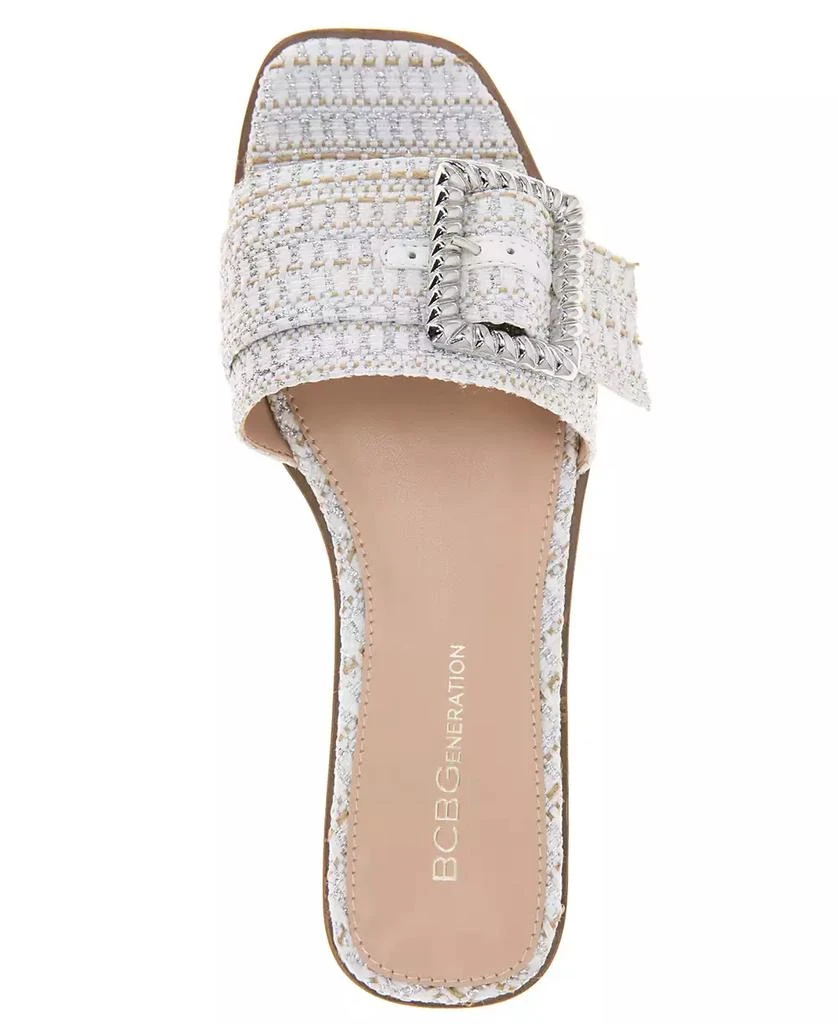 BCBG Women's Mollie Buckled Slide Flat Sandals 4