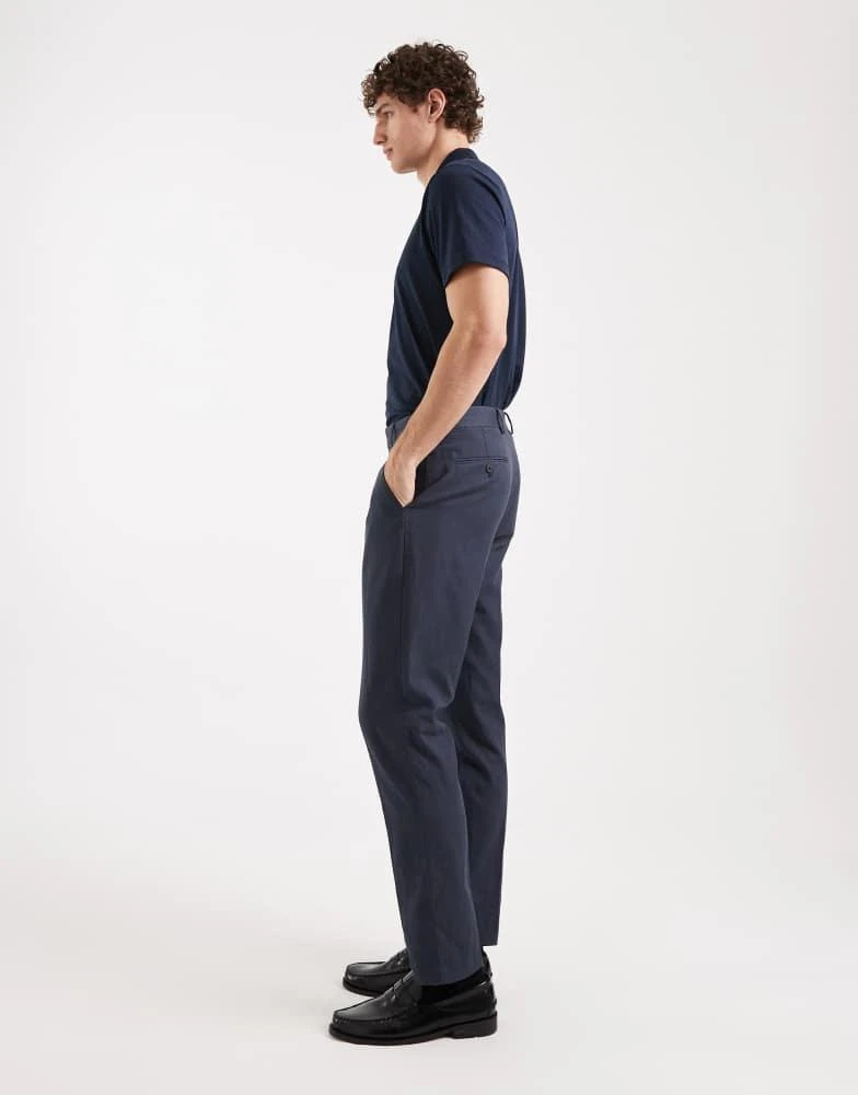 ASOS ASOS DESIGN slim suit trousers in navy cotton linen blend 3
