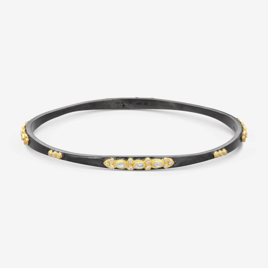 Armenta Armenta Old World 18K Yellow Gold 
Blackened Sterling Silver Champagne Diamond 
Sapphire Bangle Bracelet 15620